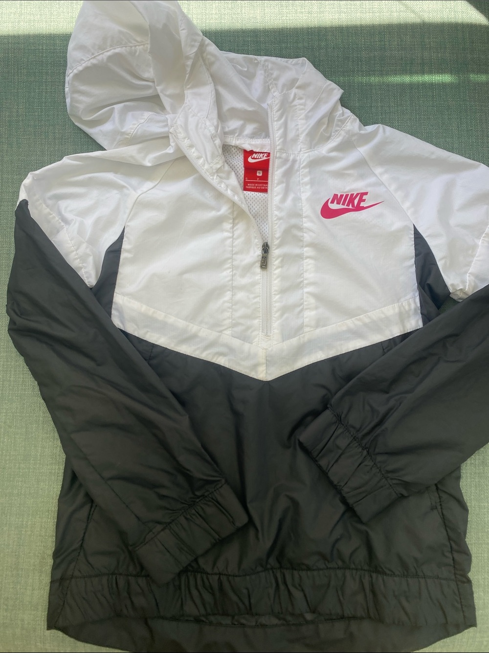 Nike Kids Black Leggings with White Swoosh and Black/White Windbreaker - Picture 2 of 3